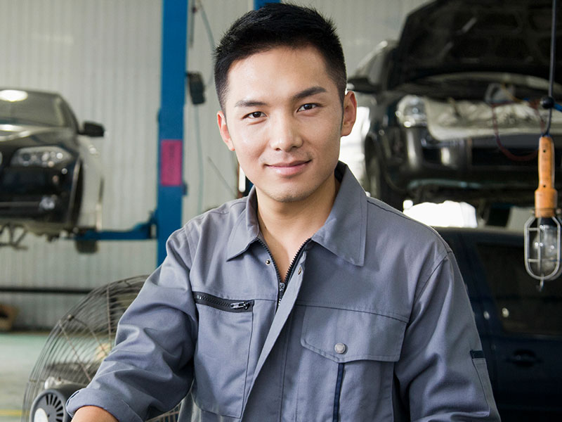male student in technical program